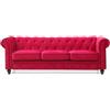 Menzzo - Divano a 3 posti in legno e velluto, 80 x 207 x 72 cm, Legno, rosso, 207x80x72