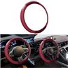 JNNJ Coprivolante Auto, Coprivolante in Pelle Microfibra, Copri Volante Antiscivolo Traspirante Durevole, Protezione Custodia Volante Auto, Coprivolante per Auto in Pelle E Seta Di Ghiaccio(Rosso)