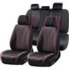 FLORICH Coprisedili Universali Coprisedili Coprisedili in Pelle Impermeabili Adatti alla Maggior Parte Delle Autovetture, SUV (Completo, Nero&Rosso Linea)