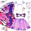 AUYAO Ali di Farfalla per Bambini, Costume Fata Bambina, Scialle e Mantello Farfalla, Butterfly Wings Costume (6 pz-Viola)