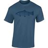 Baddery Angel Tshirt da uomo: trota e carpa - Maglietta da pescatore - regalo per pescatori - abbigliamento da pesca - accessori da pesca, Denim Blu - Trota, XL