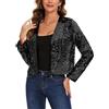 Kyzoeyou Cardigan da donna con paillettes corto aperto anteriore Cardigan manica lunga bolero sottile elegante glitter giacca bolero giacca bolero, B-nero, M