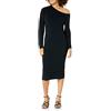 The Drop Giselle, Abito Midi in Maglia con Scollatura Asimmetrica da Donna, Nero, S