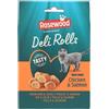 Rosewood Deli Rolls - Deli Rolls Soft per gatti con pollo e salmone, senza cereali, senza zuccheri aggiunti, morbidi rotoli per snack, 40 g