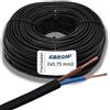 EBROM Cavo piatto H03VVH2-F, 2 x 0,75 mm², nero, 2 x 0,75 mm², colori dei fili: marrone, blu, 2 poli, cavo in PVC, 99,9% rame OFC (rame pieno), molte lunghezze da 1 m, lunghezza: 5 metri