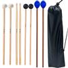 VixxNoxx Kit di 4 paia di bacchette per batteria (timpani in feltro, gomma, marimba, 5A) con custodia, strumenti a percussione per principianti, accessori per batteria in acciaio, grancassa