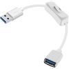 YINGAYOU Cavo USB 3.0 con Interruttore On/Off Cavo USB Maschio Femmina con Interruttore Supporta 5Gbps Trasmissione Dati e Funzione di Ricarica, Per PC Portatile, Ventilatore, Lampade (Bianco, 0.3 m)