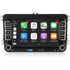 RUXYAXFOL Autoradio con schermo compatibile con VW Golf 5/6, Passat, Skoda, Polo, T5, Jetta e altri modelli | CarPlay e Android Auto wireless integrati | Supporta AM/FM/RDS, USB, Bluetooth