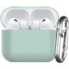Nemteur Custodia per AirPods Pro 3 2025, Case Protettiva in Silicone per Air Pods Pro 3 Cover in Silicone Visibile a LED Frontale con Moschettone, Cloud Grey
