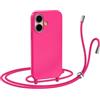 N NEWTOP Cover CV35 Compatibile iPhone 17, Custodia TPU Silicone Semi Rigido Case Liscia Guscio Laccio Tracolla Cellulare Girocollo Collana Protettiva Anti Urto Laccetto Regolabile (Fucsia)