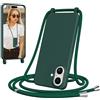 Jrkvniv Cover per iPhone 17 con Cordino, Morbido TPU Silicone Case con Laccio Tracolla, Regolabile e Rimovibile, Antiurto AntiGraffio Case per iPhone 17, Verde
