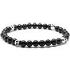 Nato Cuff - Bracciale Teschio Skull in Argento - Perline Onice Pietre semipreziose - Gioielli Uomo o Donna fatti a mano in Francia (Small 15cm)