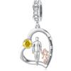 Enjoylifecreative Charm Papà Figlia per Donna 925 Argento Sterling Cuore Papà Figlia per Braccialetto Regalo per Compleanno San Valentino Regali per Figlia, 13mm x 11mm, Ringdurchmesser 8mm, Argento