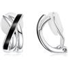 PHNIBIRD Orecchini a clip nero a X orecchini da donna con clip per orecchie non forate, gioielli da donna
