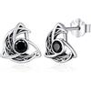 Friggem Celtico orecchini a perno da Uomo Donne 925 Argento Sterling Nodo Celtico Nero Orecchini a Perno Vichingo Gioielli Regalo per Uomini(B)