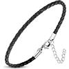 ZENSE - Bracciale da uomo in pelle pregiata nera ZB0240-B [polso con estensione di 5 cm]