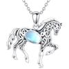 MUUYON Collana da cavallo in argento Sterling 925, con pietra di luna, ideale come regalo per donne