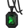 FaithHeart Collana Uomo Vichingo Pendentivo in Ottagono Cristallo Rosso Smeraldo Ossidiana con Rune Vichinghe Accessorio Moda Unico Perfetto per Regalo Stile Personale