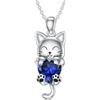 SLIACETE Collana con ciondolo a forma di gatto, in argento Sterling, regalo per donne