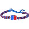 Italyanissimo Bracciale per tifosi in macramè e Argento 925 rodiato oro bianco con smalti. Rosso Azzurro stile Catania. (Taglia L) 22-23 - 24 cm