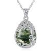 YAFEINI Collana in argento Sterling 925, con pietra di luna, in filigrana, per donne e ragazze, Argento sterling, HH albero della vita agata muschiata