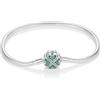 MariaFonte Bracciale Morbido Compatibile con Charm Tutte le Marche Clip Quadrifoglio con Zirconi Verde Donna Originale Pendente Ciondoli Base Braccialetti Fermo Catena Argento Gancio (20 cm)