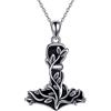 CUPENDA Thor Hammer collana in argento Sterling Mjolnir albero della vita ciondolo vichingo gioielli vichinghi regalo da donna, 36 mm x 24 mm, Argento sterling, Non pietra preziosa
