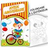 AFIE 67-1029-2 Biglietto allegro anno clown sulla sua bicicletta con colorazione per bambini all'interno e busta bianca - arcobaleno festa circo palloncini baudruche 1 2 3 4 5 6 7 8 9 10 anni