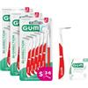 GUM BI-DIRECTION Scovolini interdentali a doppia posizione | Posizionamento a 90 gradi | pulizia dei denti e rimozione della placca | 0.7mm, ISO 1 | Taglia S | Confezione 3x6 + 1 campione 0