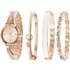 TIME100 Set Orologio e Braccialetti da Donna in Acciaio con Cristalli