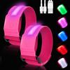 AOOTE LED Bracciale Riflettente, 2 Pezzi Bande Catarifrangenti, Fascia per Braccio di Sicurezza Alta visibilità, 5 Colori e 3 modalità Illuminazione, Regolabile, per Bici, Corsa Notturna, Rosa