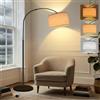 Yicenscoltd Lampada da Terra Arco per Soggiorno - Lampada a LED Dimmerabile 3 Temperature Colore, Lampadina E27 12W Inclusa, Paralume Lino, Interruttore a Pedale - Ideale per Camera, Lettura, Ufficio