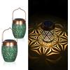 Görvitor Lanterna solare a LED da 2 pezzi per esterni, lanterna solare bianca calda IP65 retrò per esterni impermeabili, lampade solari in metallo orientale per giardino esterno appeso decorazione balcone