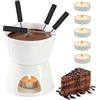 Dongcill Tazza per Fonduta di Cioccolato,Tazza Cioccolata Calda Candela | Set per Fonduta di Cioccolato,in Ceramica,200 ML,con 4 Forchetta e 5 Lumino,per Sciogliere e Mantenere in Caldo