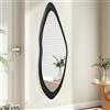 AAZZKANG Specchio da Parete Irregolare a Figura Intera Grande con Cornice in Legno 120x40cm Nero Asimmetrico a Figura Intera per Camera da Letto Soggiorno Ingresso