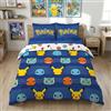 Halantex Set copripiumino ufficiale Pokemon 240 x 220 cm - copripiumino reversibile Pikachu, bulbizarre, salameca, carapuce + 2 federe 65 x 65 - 100% poliestere, facile da pulire