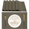 Lumaca Tovagliette Americane Lavabili, Set di 6 Tovaglietta Colazione (70% PVC,30% Poliestere),Resistenti al Calore, Antiscivolo,per Tavolo da Cucina e Ristoranti,Grigio oliva