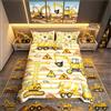 Homemissing Set di biancheria da letto per bambini e bambine, motivo: escavatore giallo, con motivo a cartoni animati, per cantieri edili, copriletto, in microfibra, 2 pezzi, singolo