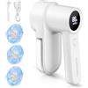 Homtronics Levapelucchi Elettrico, [con LED Luce] Homtronics Leva pelucchi Elettronico, 3 Velocità Regolabili, Ricarica USB, Display Digitale, 3 Lame Sostituibili, per Vestiti, Sciarpe, Coperte, Tessuti (Bianco)