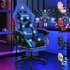 ALFORDSON Sedia Gaming Massaggiante con Luci LED,Sedia Ergonomica Gamer per Ufficio Domestico,Poltrona Scrivania con Poggiapiedi,Schienale Regolabile 90-150°,Portata 180KG, Similpelle(Blu)