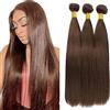 Shoaiye Human Hair Bundles Straight Capelli Veri Tessitura Unprocessed Remy Machine Weave Extensions Double Weft Chocolate Brown Color for Woman 30 30 30 Inch