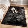 Mishukaze Rugs Living Room, Runner Rug for Bedroom, Washable Anti Slip Fluffy Rug Shaggy Soft Modern Floor Carpets Matte Beside Rugs for Kids Hallway Living Room (Black, 120 x 180)
