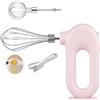 HISUEKIG Miscelatore a Mano Cordle Elettrico Mini USB Ricarica da 1500 MAh Uova Miscelatore a 4 velocità a 4 velocità, Piccolo e Portatile con Manico Rotondo per Uso Comodo (PINK)