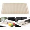 KitchenRaku Tappetino scolapiatti 40x60cm, Resistente al calore,Sottobicchieri in silicone antiscivolo, Presine, Tovaglietta, Ripiano per cucchiai (Beige)