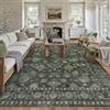 PureCozy Verde Tappeto Salotto 300x400cm Camera da Letto Lavabile in Lavatrice Grandi Tappeti Sala Soggiorno Ufficio Moderno Floreale Carpet Pelo Corto Antiscivolo Rug