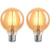 ledscom.de 2 pezzi E27 Lampadina LED, G95, bianco extra caldo (2500 K), 7,3 W, 818lm, dimmer a 3 fasi, color oro