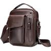 BAIGIO Borsello Uomo Pelle, Borsa a Tracolla Piccola Borsa da Uomini in Vera Pelle Casuale Borse Messenger per iPad iPhone e Viaggio Attività Commerciale (Marrone Scuro-C)
