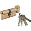 Thirard Cilindro europeo per serratura a pomolo Tiger 6, 40Bx40mm, ottone, anti-sfilamento, anti-perforazione, 5 chiavi - THIRARD