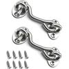 BuxiuGK 2 Pezzi Gancio in Acciaio Inox 3 Pollici/75mm,Gancio per Finestra con 8 Viti di Montaggio per Porta Fienile, Armadio, Finestra,Argento