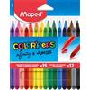 Maped - Combo Pack Color'Peps - 15 matite colorate Infinity + 12 feltri lavabili e resistenti all'asciugatura - Punta media bloccata - Colori vivaci - Sacchetto di cartone